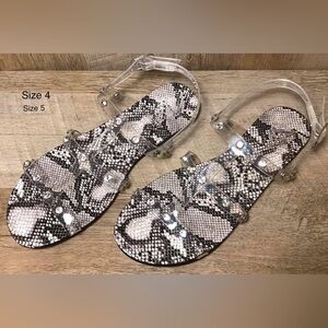 New Black and white girls summer shoe’s with clear plastic straps